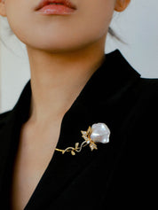 Rosy Flower Baroque Pearl Brooch