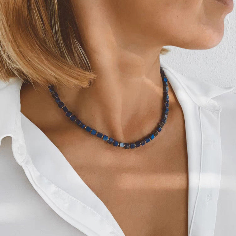 Square Blue Lapis Lazuli Necklace