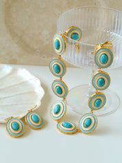 Turquoise Oval Earring and Necklace Set (Purchase Individually)