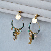 Vintage Turquoise Beaded Leaf Earrings