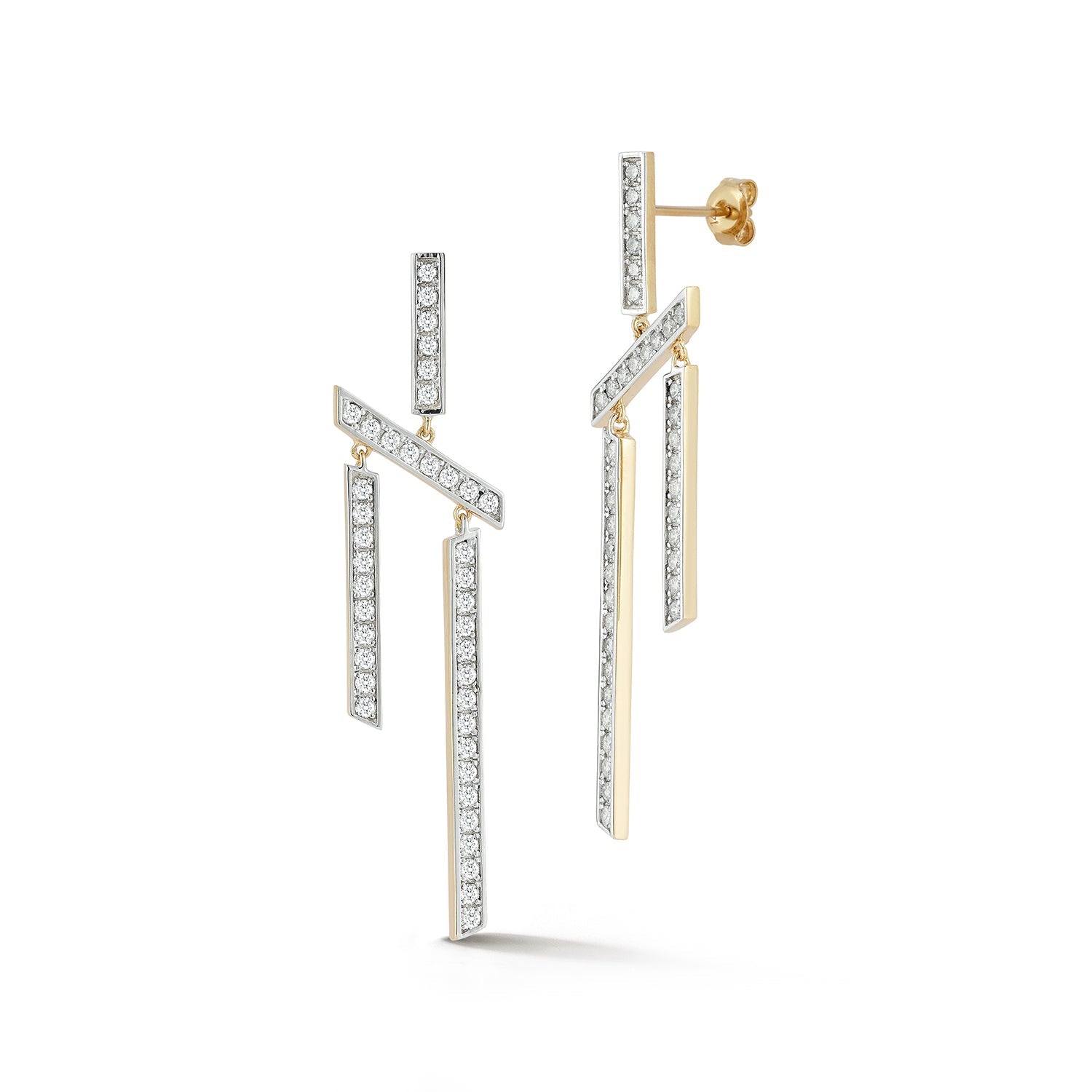 14kt Slanted Twin Bar Earrings