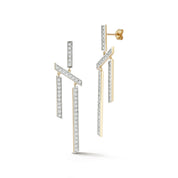 14kt Slanted Twin Bar Earrings