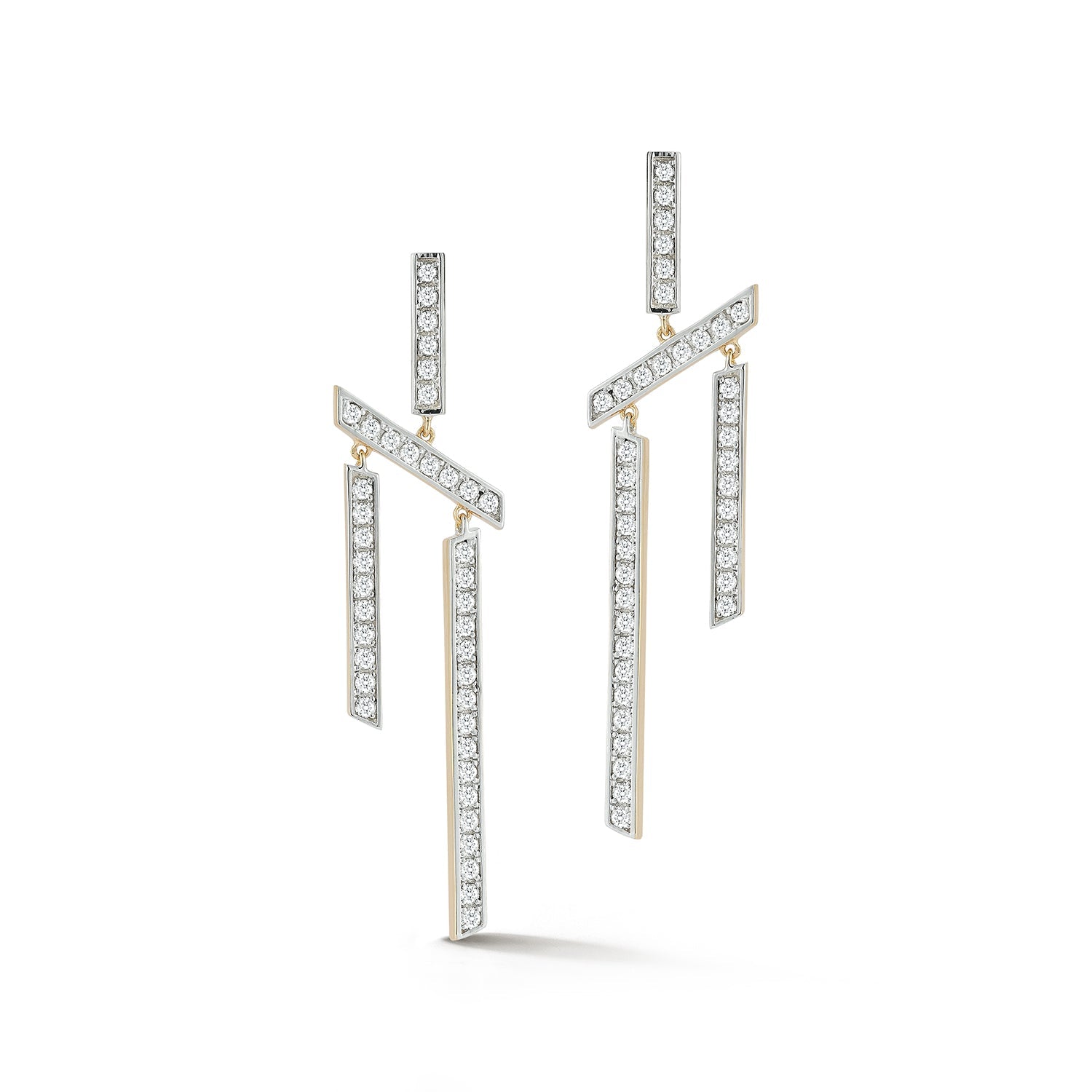 14kt Slanted Twin Bar Earrings