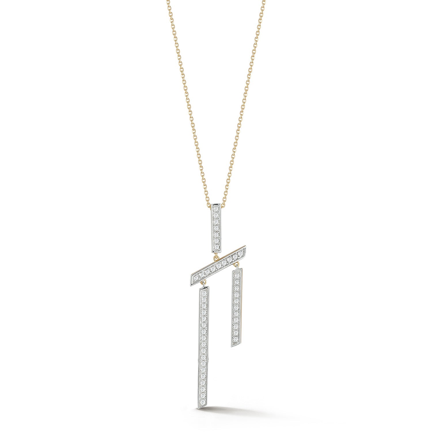 14kt Slanted Twin Bar Necklace