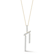 14kt Slanted Twin Bar Necklace