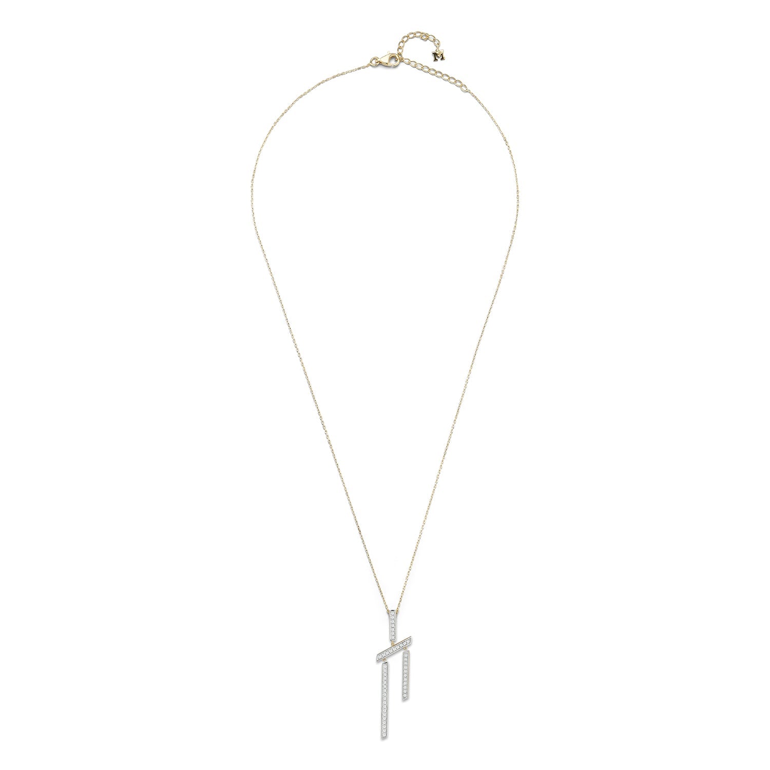 14kt Slanted Twin Bar Necklace