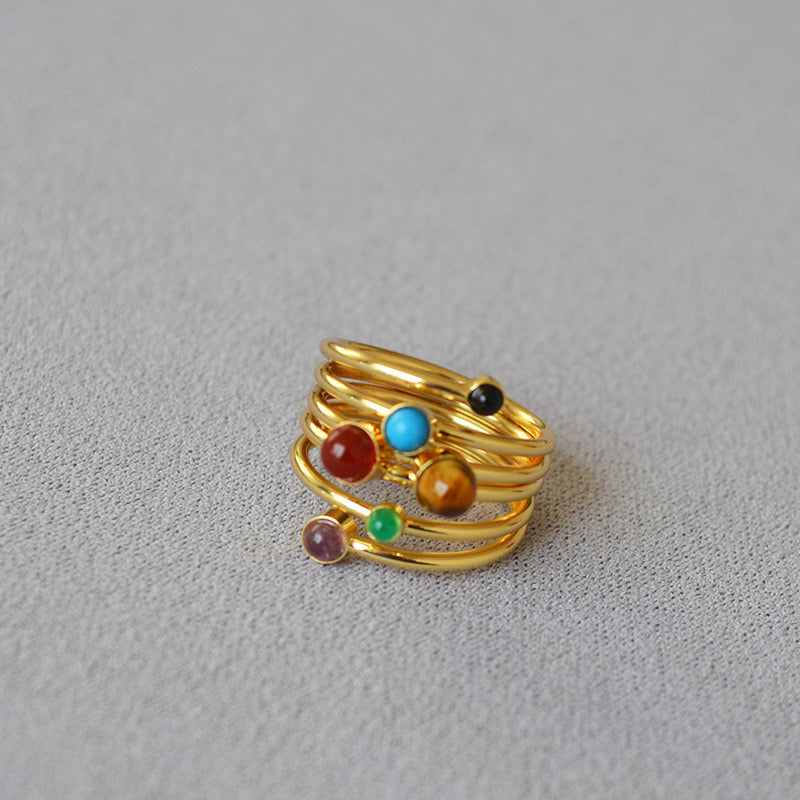 Twisted Gemstone Layered Ring