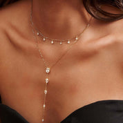 Double-Layer Zirconia Y-Shaped Necklace