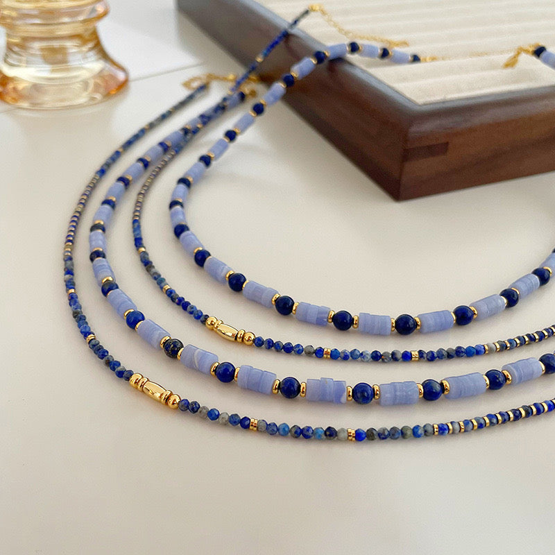 Blue Natural Lapis Beaded Gemstone Necklace (Purchase individually)