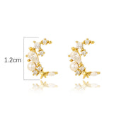 Zirconia & Pearl Star Earrings