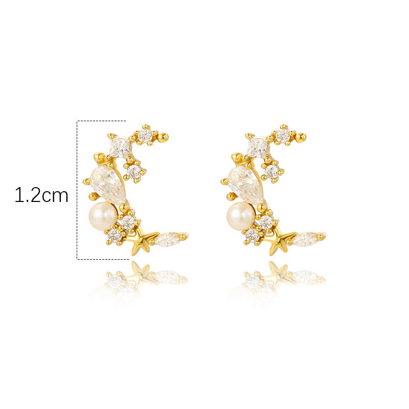 Zirconia & Pearl Star Earrings