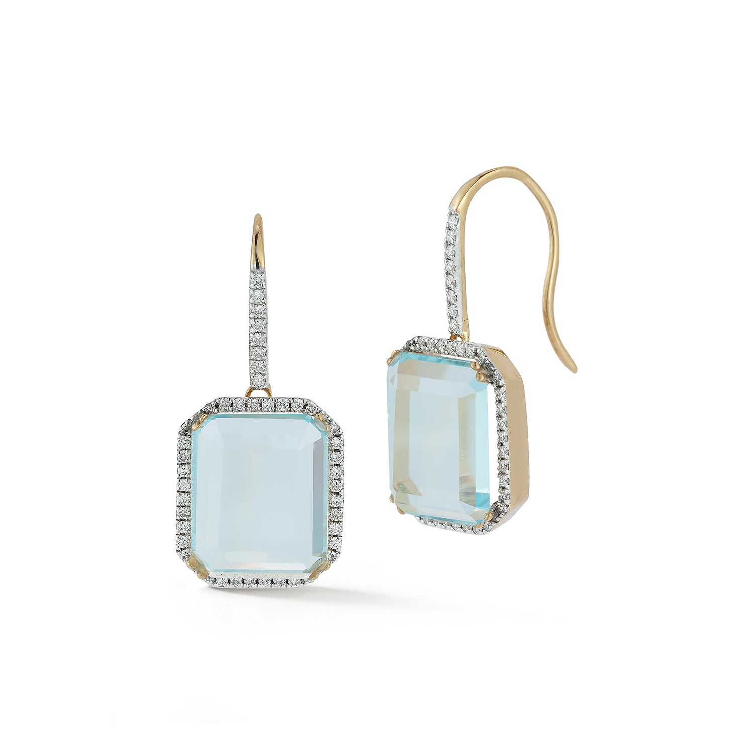 14kt Blue Topaz and Diamond Tabletop Earrings