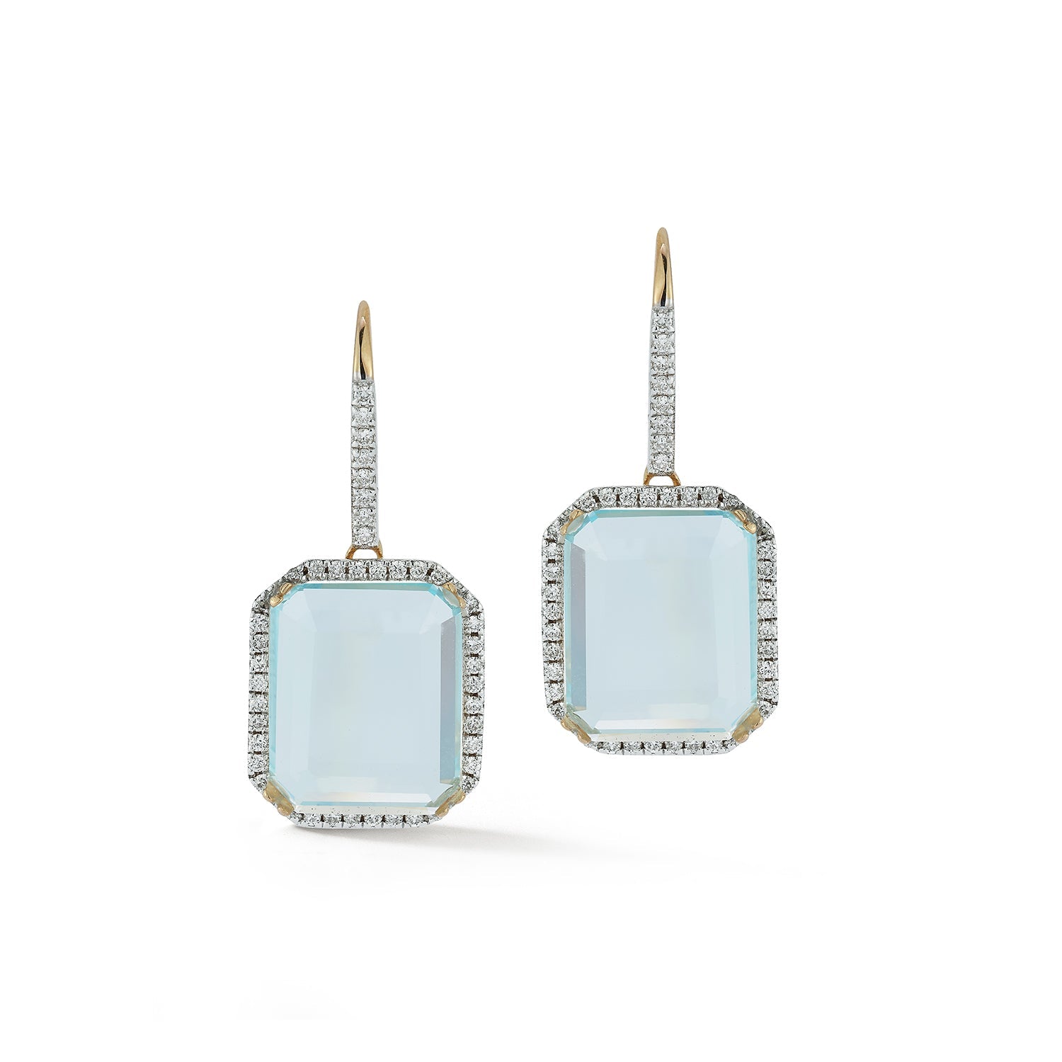 14kt Blue Topaz and Diamond Tabletop Earrings