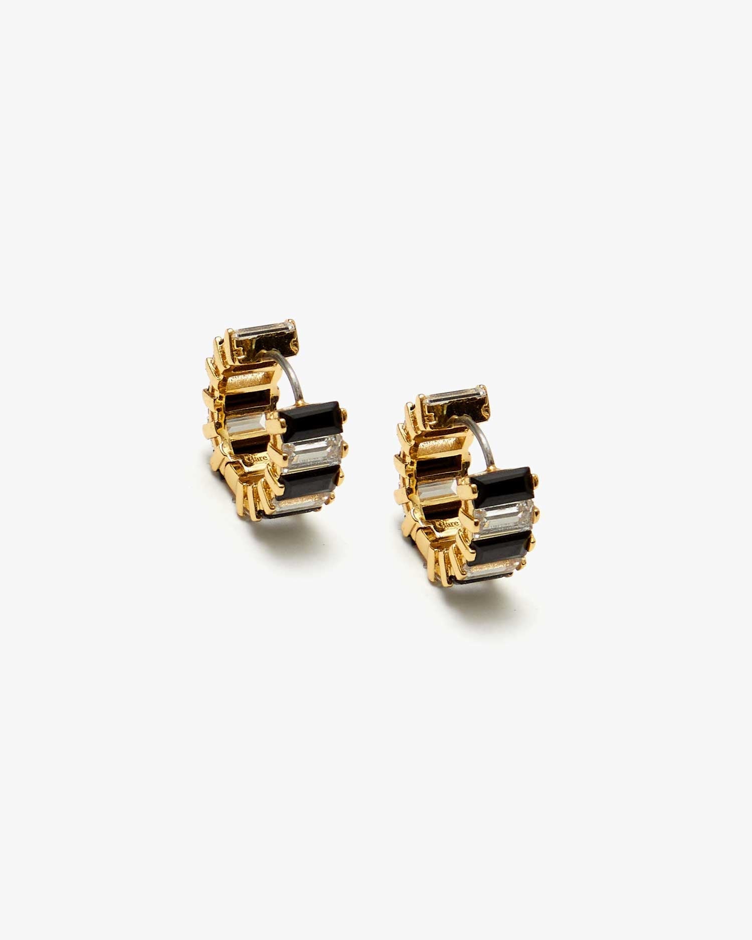 Baguette Checker Huggie Earrings