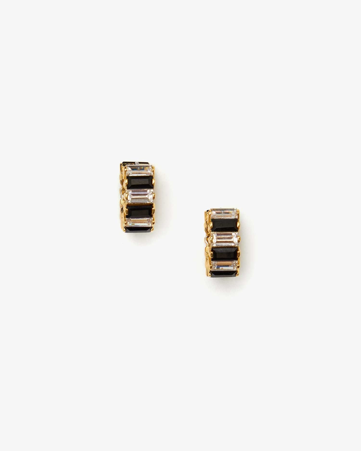 Baguette Checker Huggie Earrings