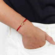 14kt Bent Nail on Red Nylon Cord Bracelet