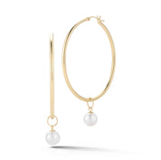 14kt Gold Large Detachable Pearl Hoops - 35mm