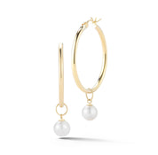 14kt Gold Medium Detachable Pearl Hoops - 30mm