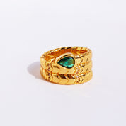 Wine Red Emerald Snake Ring