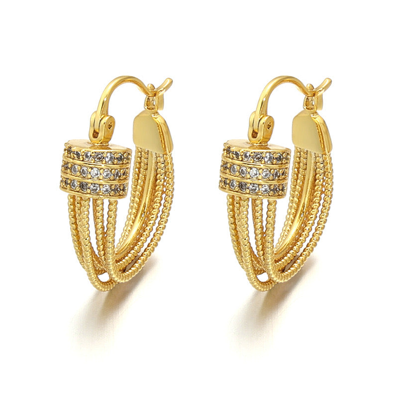 Strip Hoop CZ Earrings