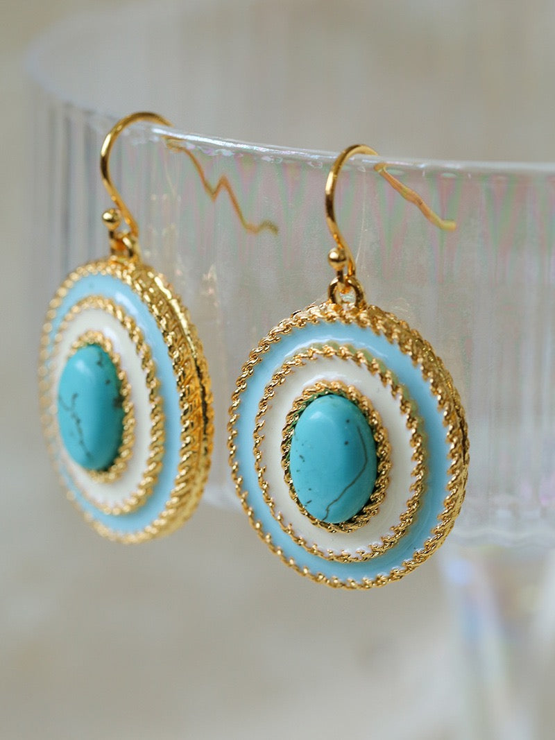 Turquoise Oval Earring and Necklace Set (Purchase Individually)