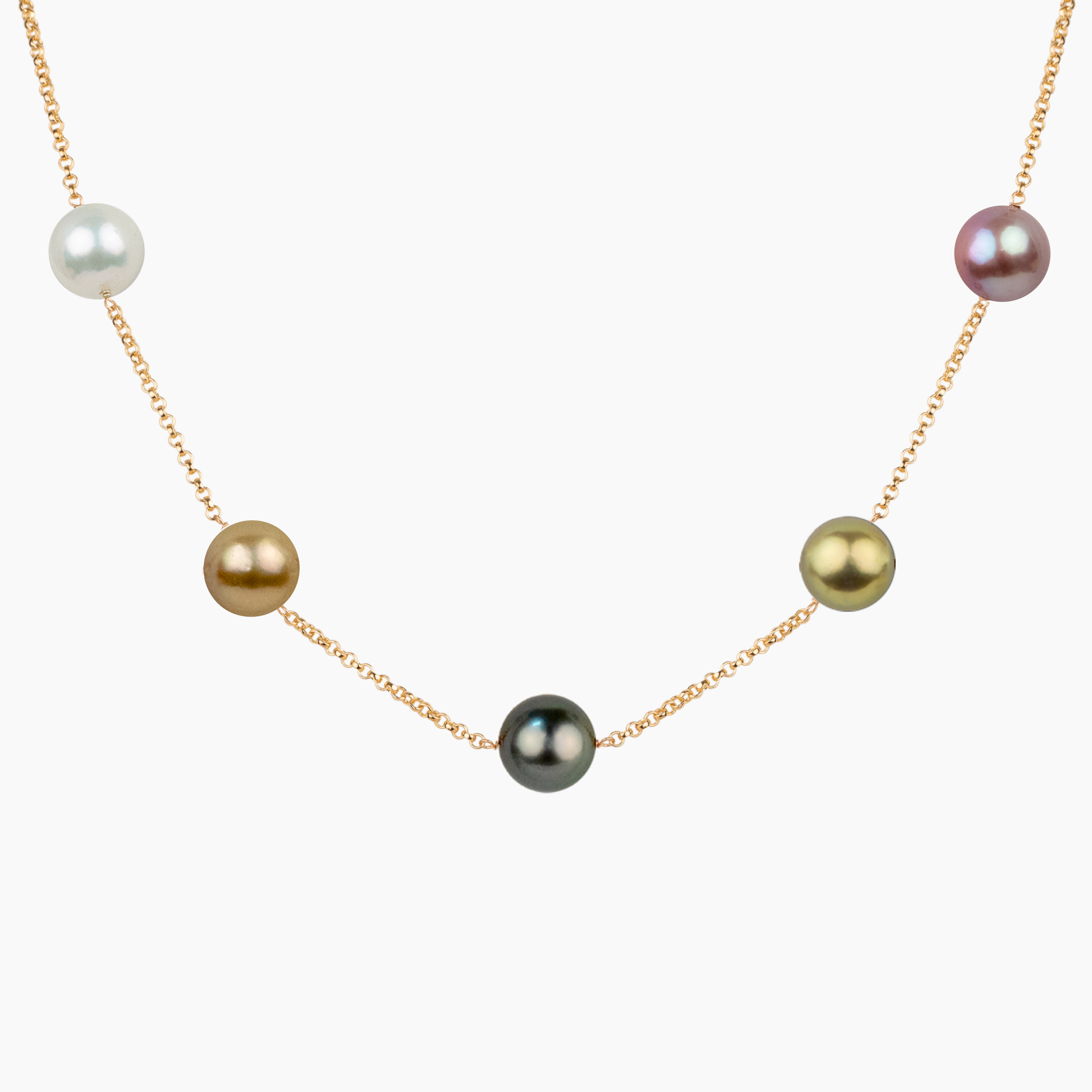 Melinda Rainbow Pearl Station Necklace