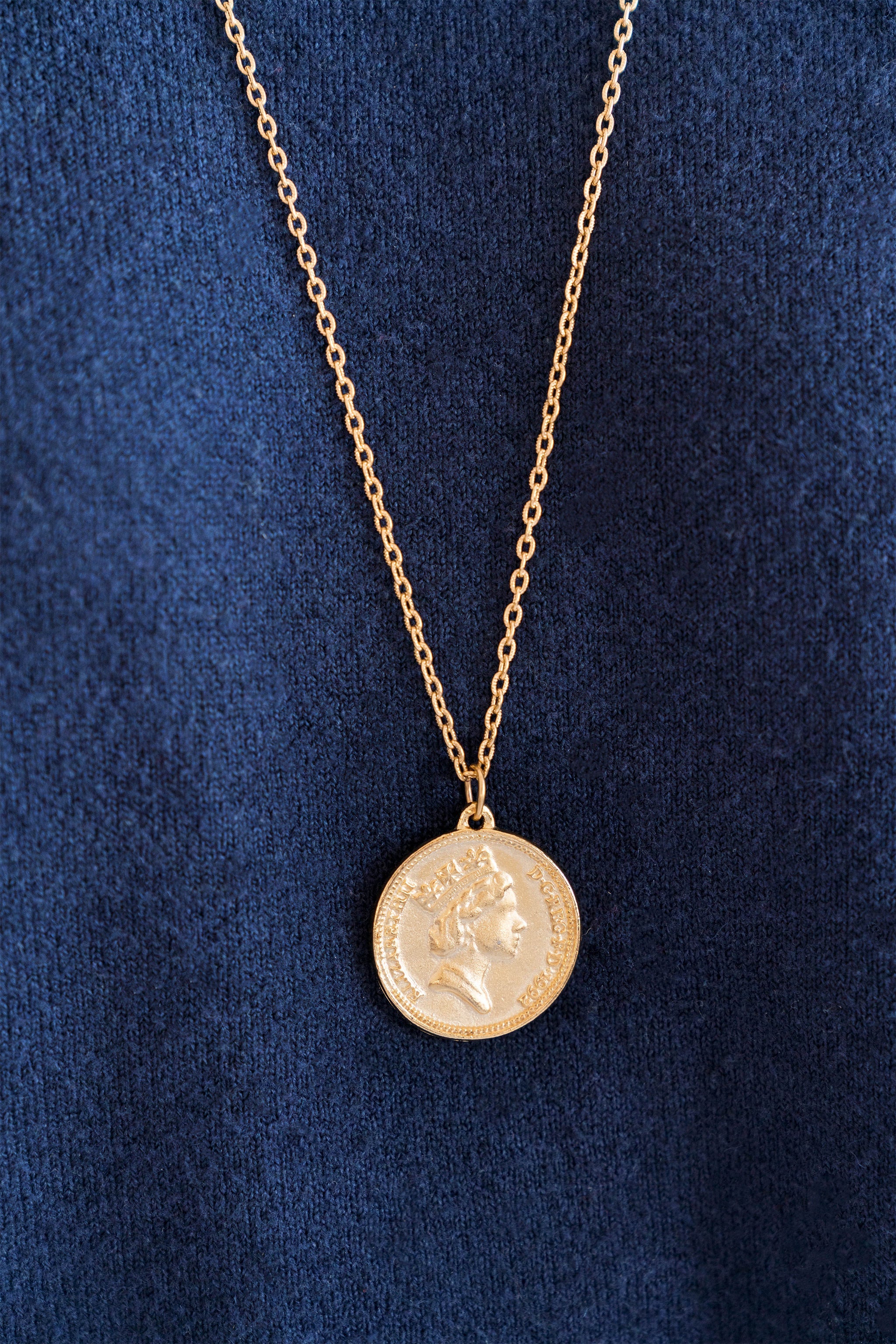 Queen Elizabeth Coin Long Necklace