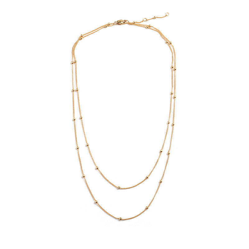 Bubble Beaded Layered Gold Necklace