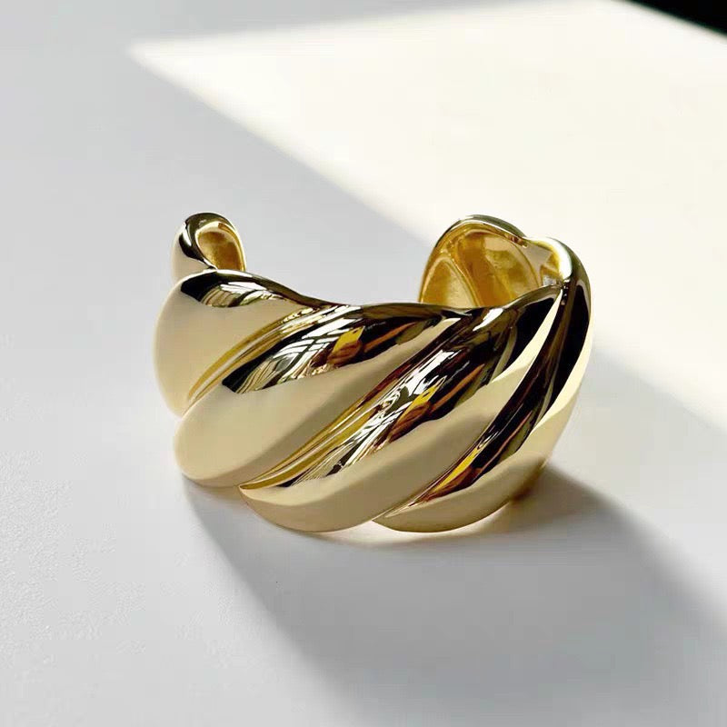 Wide Ribbed Adjustable Cuff Bracelet