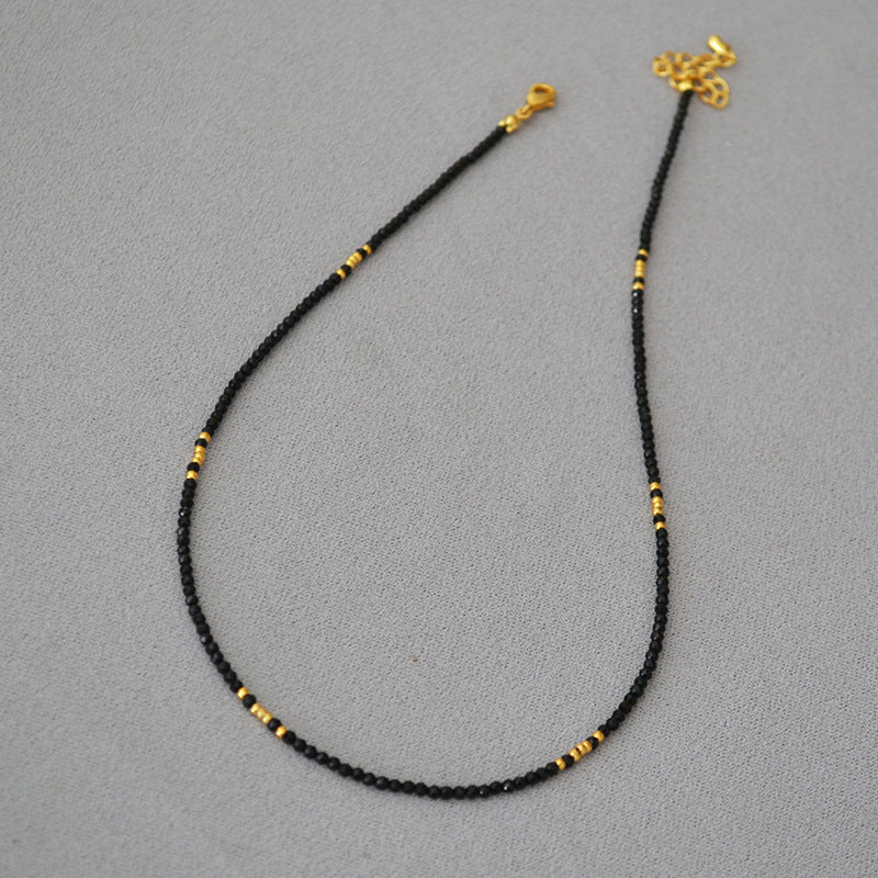 Sparkling Black Crystals Gold-Plated Choker