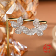 Zirconia Butterfly Flower & Leaf Full Diamond Earrings