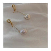 Freshwater Baroque Pearl Knot Long Earrings