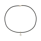 14kt Diamond Pearl Dot on Leather Cord Necklace