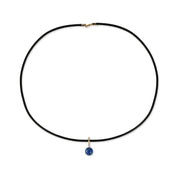 14kt Diamond Lapis Dot on Leather Cord Necklace