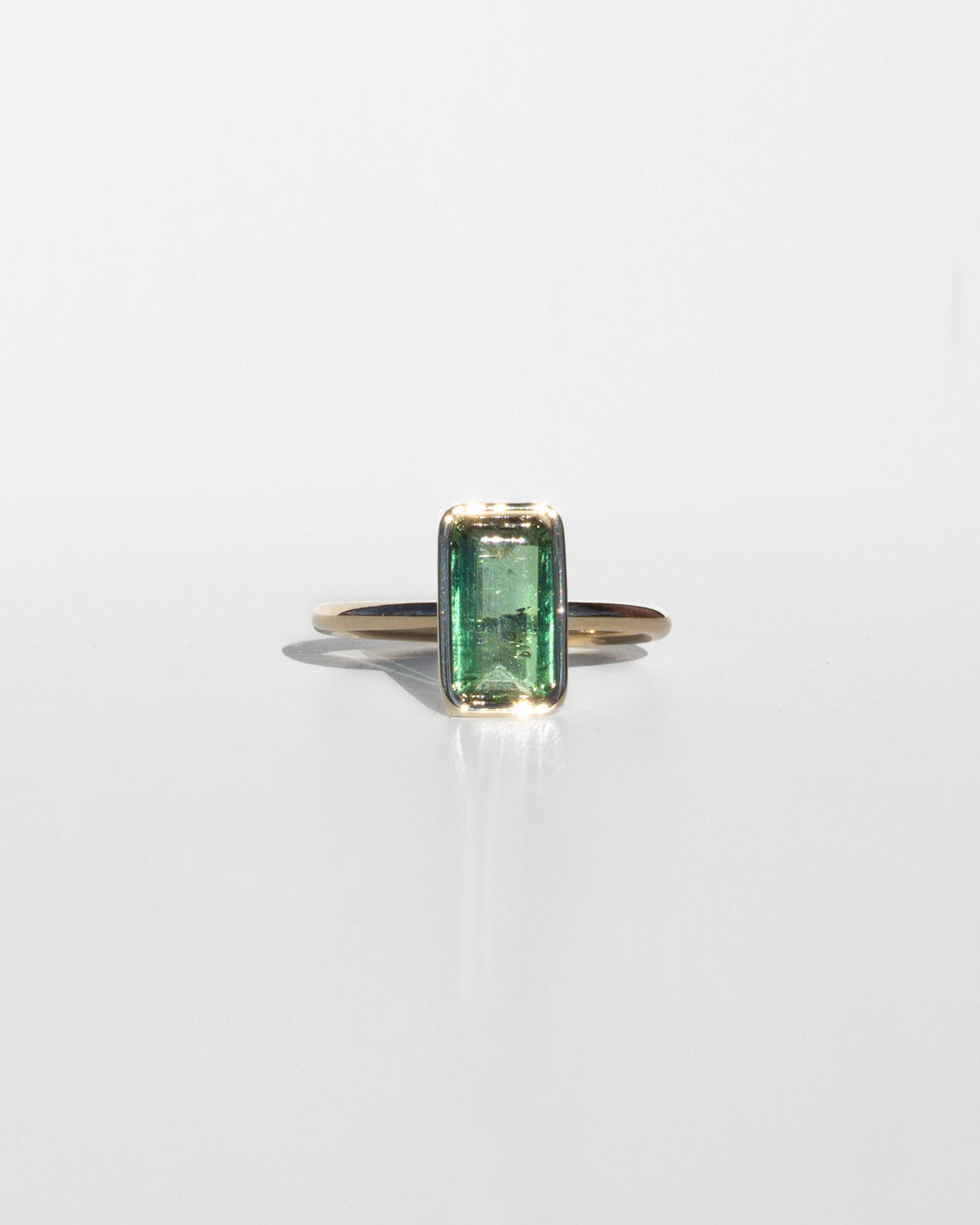 14K Emerald Cut Tourmaline Ring