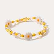 Gold Heart Daisy Beaded Bracelet