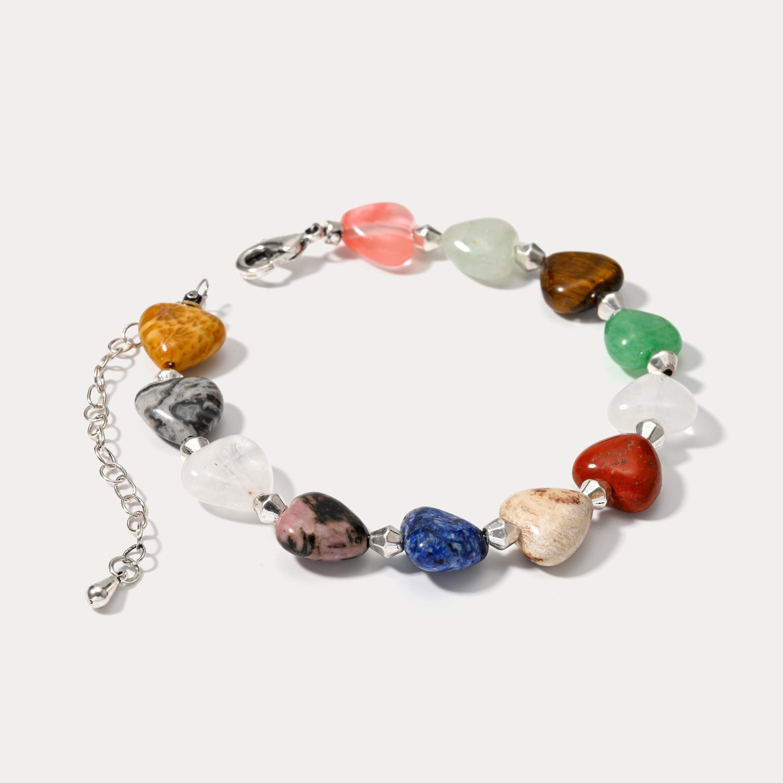 Natural Stone Heart Beaded Bracelet