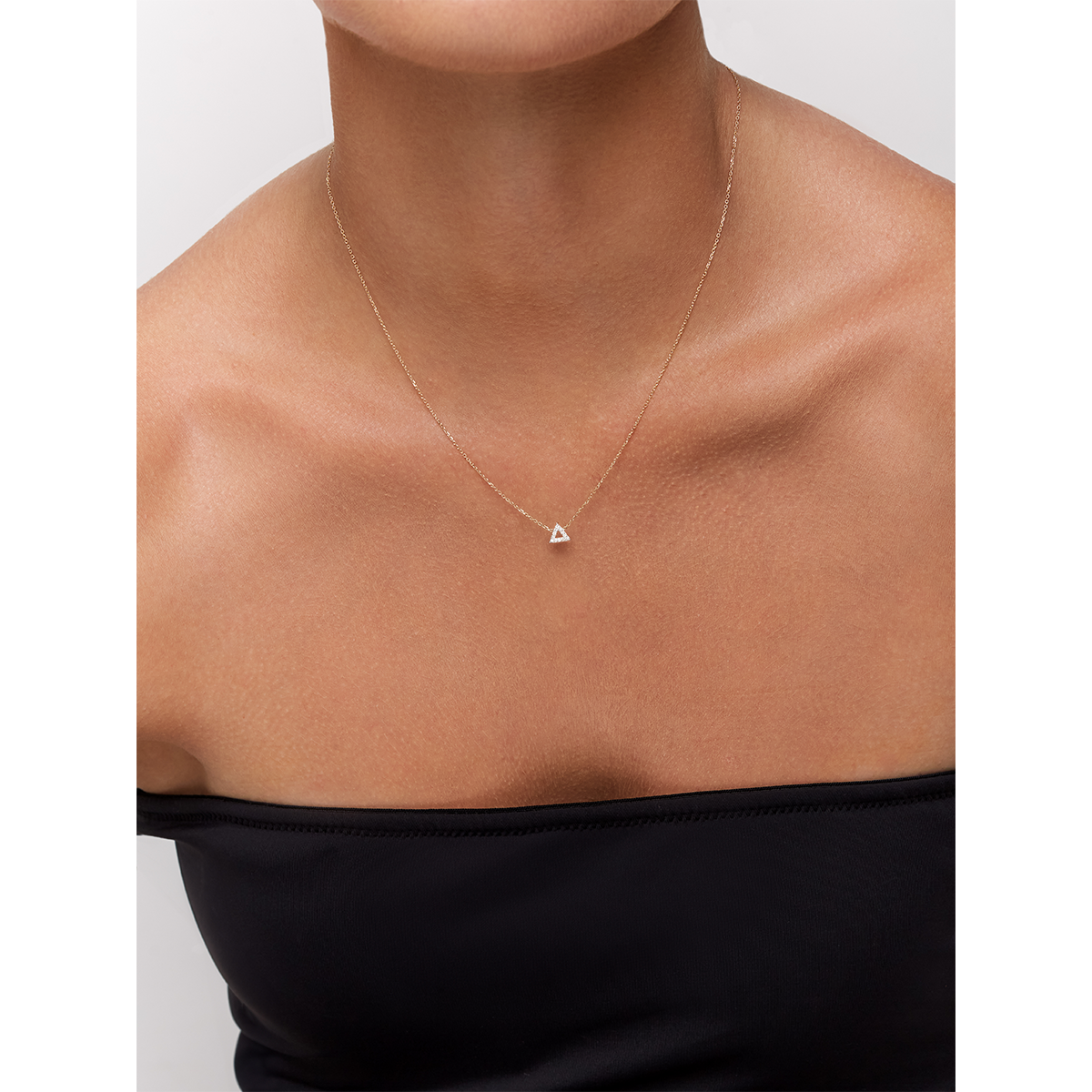 14kt Gold Mini Diamond Triangle Necklace