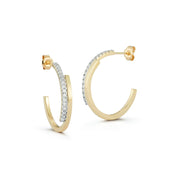 14kt Gold Diamond Bypass Hoops