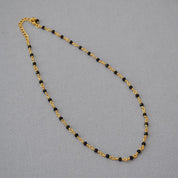 Woven Gold-Plated Choker with Faceted Black Crystals