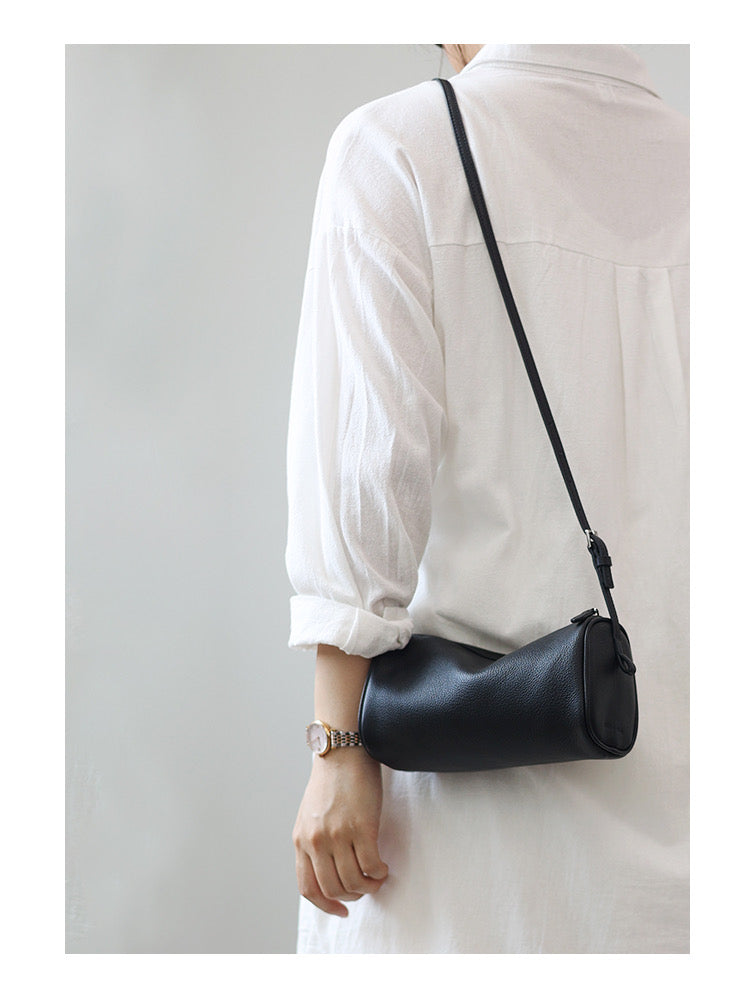 Lilian Genuine Leather Underarm Cylinder Bag