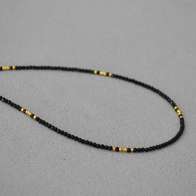 Sparkling Black Crystals Gold-Plated Choker