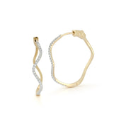 14kt Large Diamond Wave Hoops