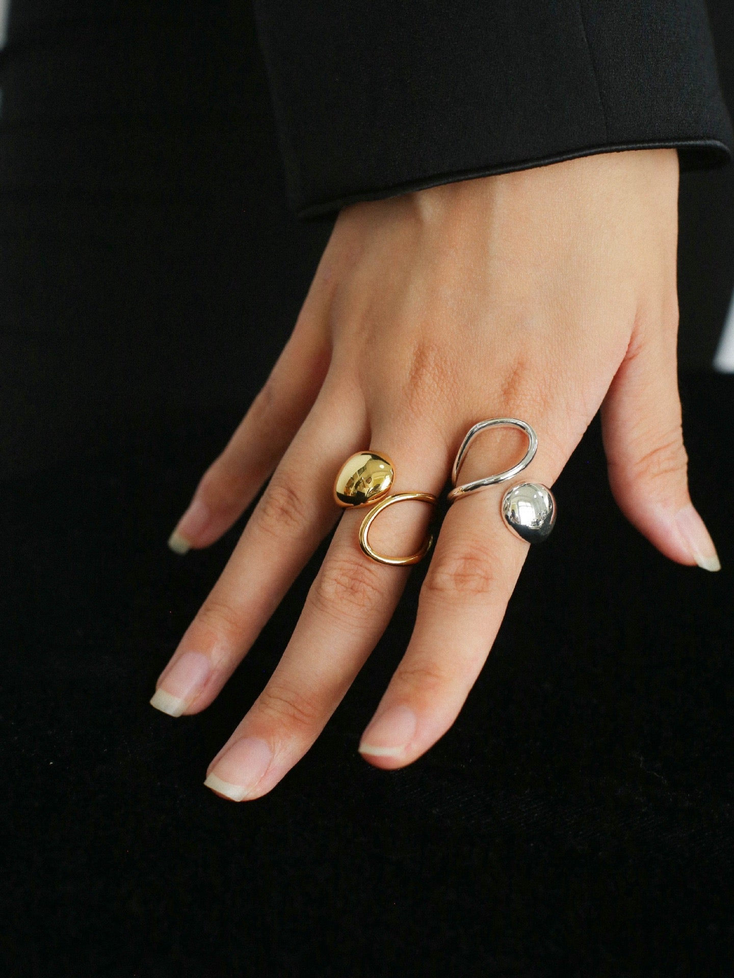 Sleek Curved Open Ring