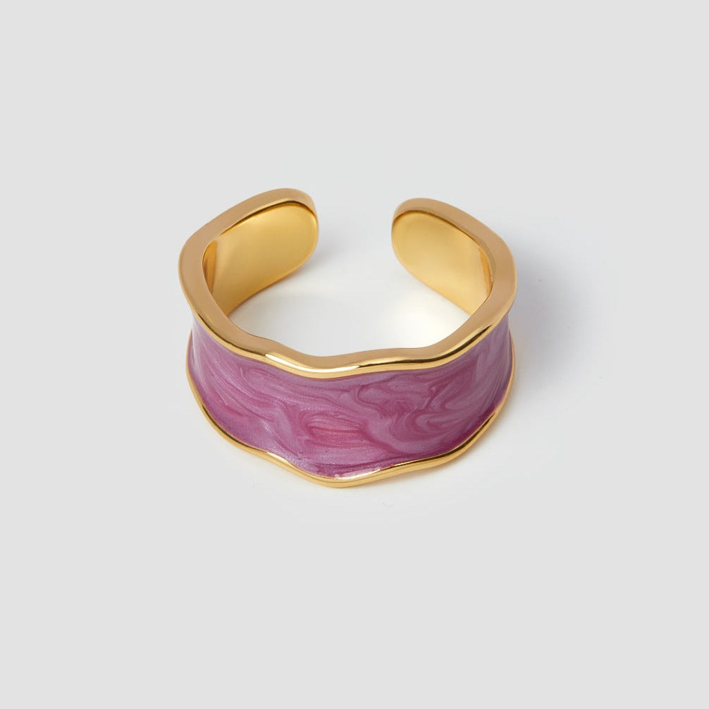 Enamel Charm Open Ring