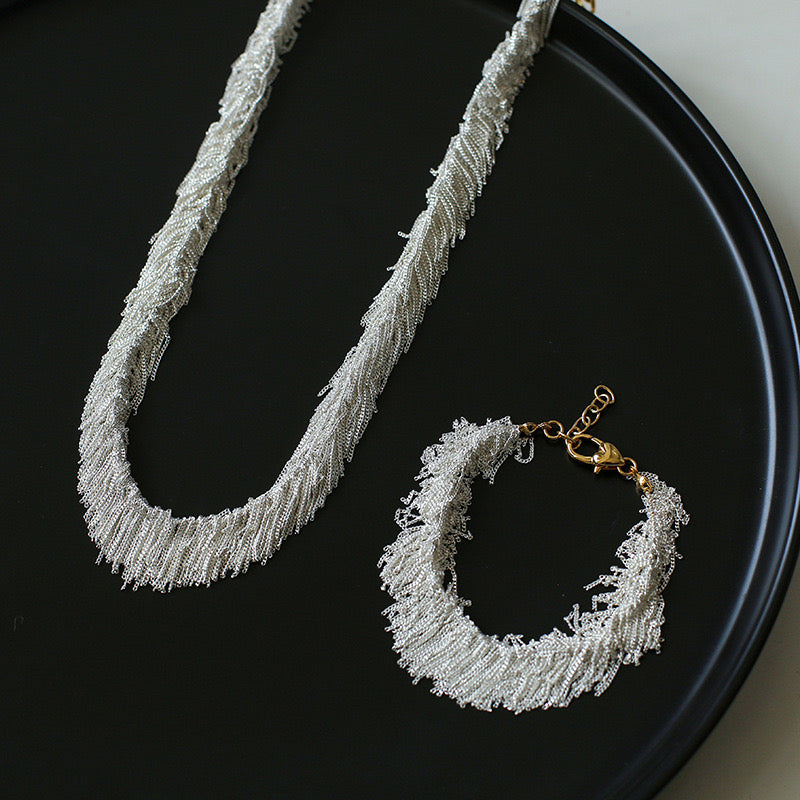 Silver Mini Chain Tassel Necklace