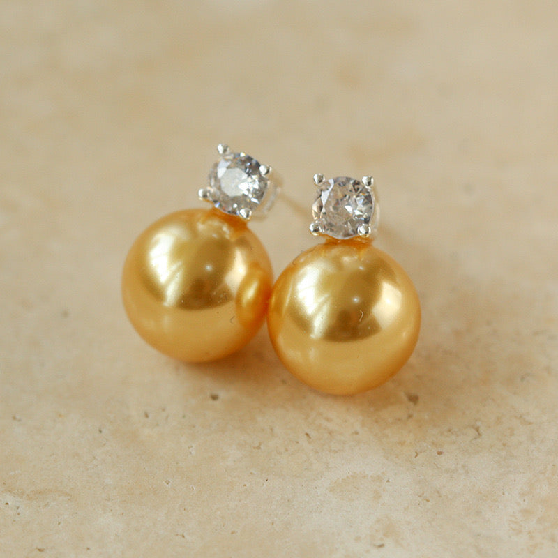 10mm Swarovsk Pearl Zirconia Stone Earrings