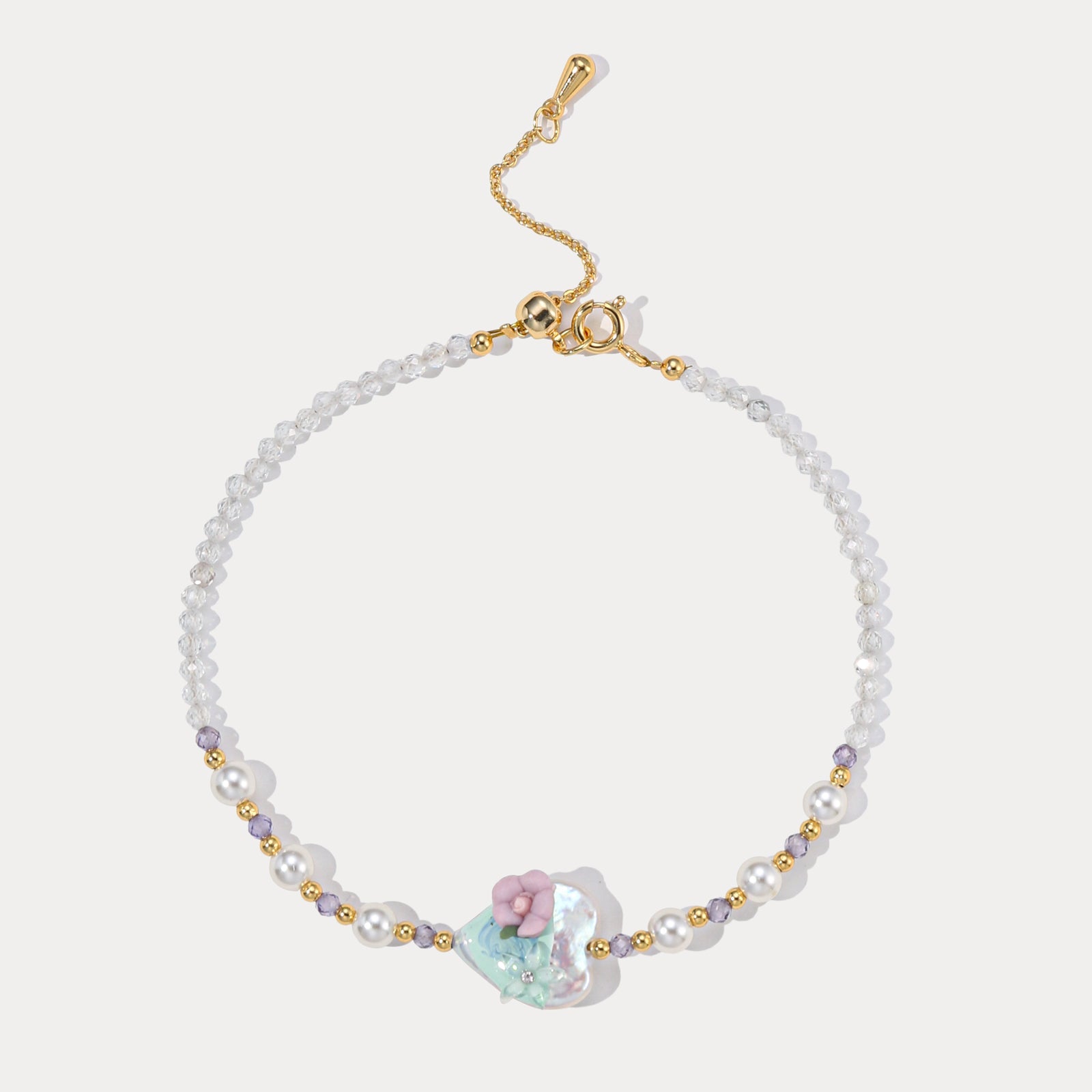 Flower Heart Pearl Bracelet