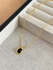 Black Agate Teardrop Pendant Necklace