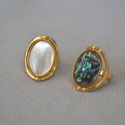 Abalone and White shell Reversible Ring